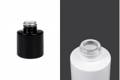 Cylindrical glass bottle 50 ml PP 28 in black or white color for reed diffuser