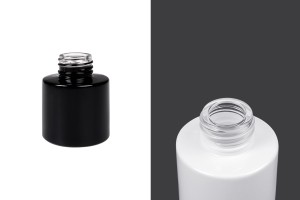 Cylindrical glass bottle 50 ml PP 28 in black or white color for reed diffuser-εικόνα_προϊοντική