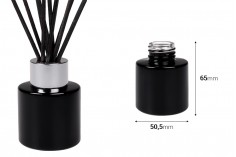 Cylindrical glass bottle 50 ml PP 28 in black or white color for reed diffuser