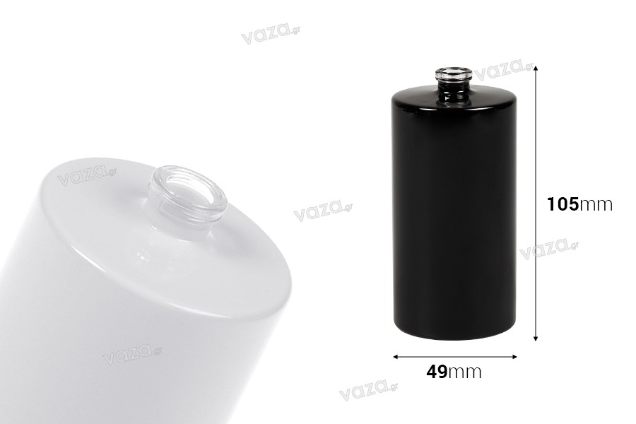 Perfume glass round bottle with Crimp neck 15 mm in white or black color