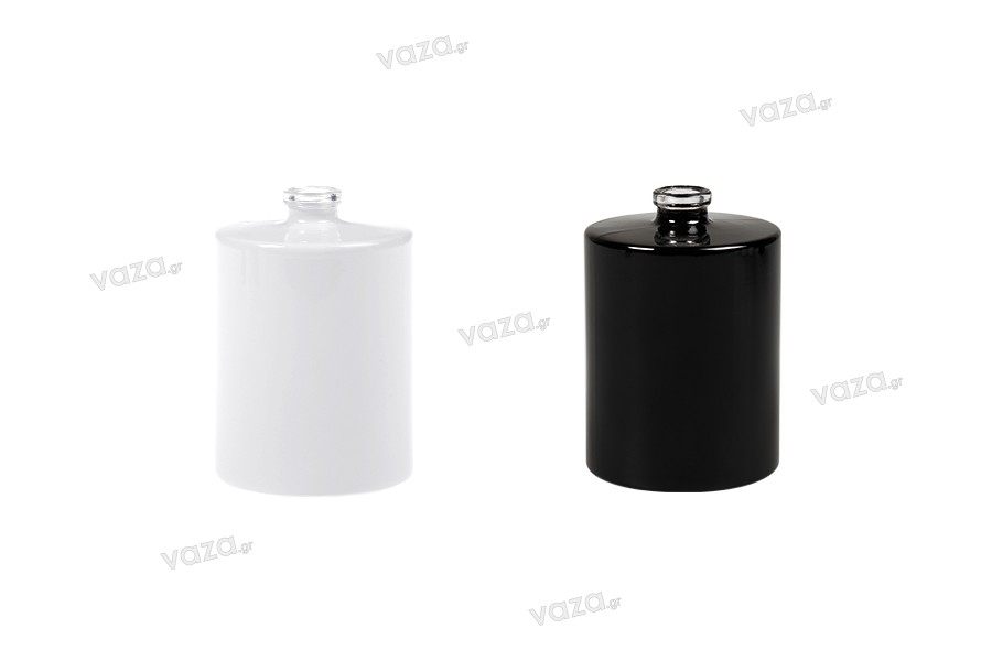 Perfume glass round bottle with Crimp neck 15 mm in white or black color
