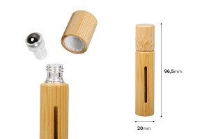 Flacone roll on 10ml bambù (interno in vetro) con sfera in metallo - 6 pz-εικόνα_διαστάσεις