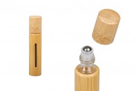 Roll on bottle 10 ml bamboo (glass inside) with metallic ball - 6 pcs