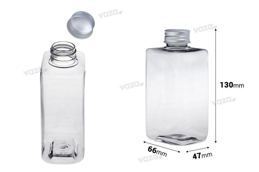 Μπουκάλι πλαστικό (PET) 300 ml διάφανο με καπάκι αλουμινίου - 6 τμχ