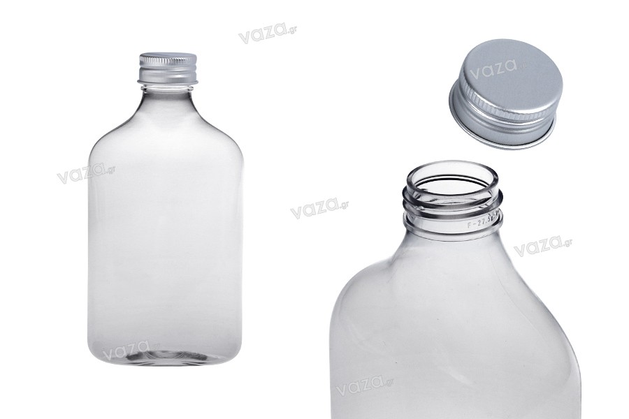 Bottle plastic (PET) 350 ml in clear color with cap for milk, juice, beverages