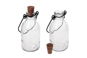 Glasflasche mit metallischem Henkel und Spitzkorken 100ml-3