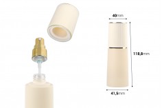 Luxury 40 ml glass bottle in beige matte color with cap and cream pump