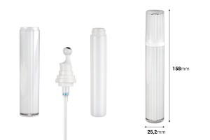 Acrylic bottle 20 ml for cosmetic use in white iridescent color with roll-on and cap-2