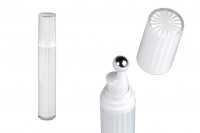 Acrylic bottle 20 ml for cosmetic use in white iridescent color with roll-on and cap