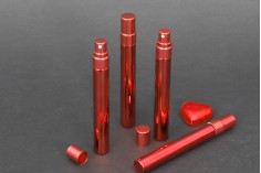 Flacon de parfum de 10 ml en verre rouge avec vaporisateur et revêtement en aluminium - 6 pcs