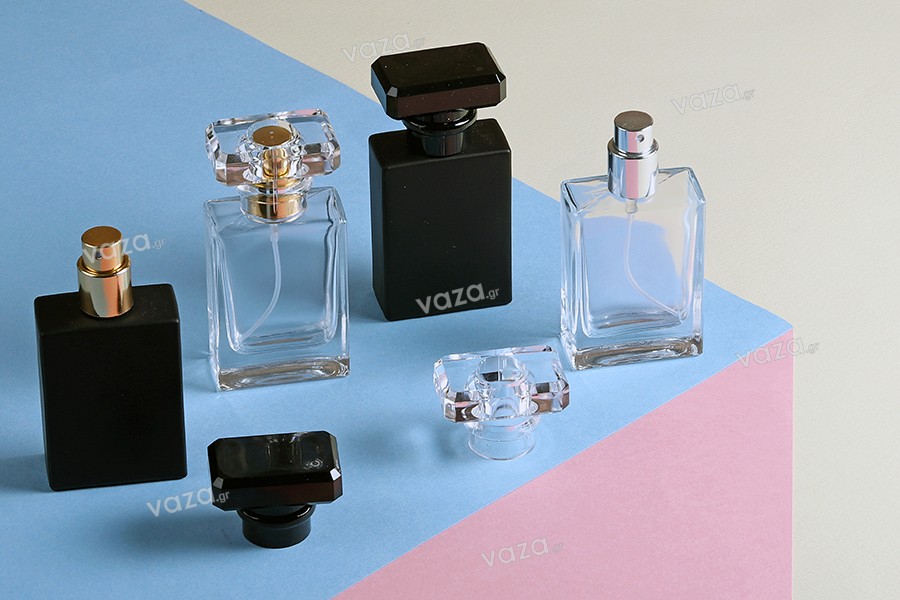 Flacon de parfum d'huile en verre vide transparent de 60 ml Flacon  rectangulaire en verre d'huile essentielle sur