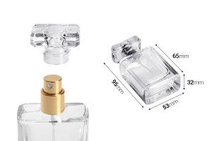 Flacon de parfum en verre de 50 ml transparent avec spray et bouchon-εικόνα_διαστάσεις