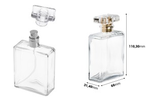 Flacon de parfum en verre 100 ml transparent avec spray et bouchon-dimensioni_immagine