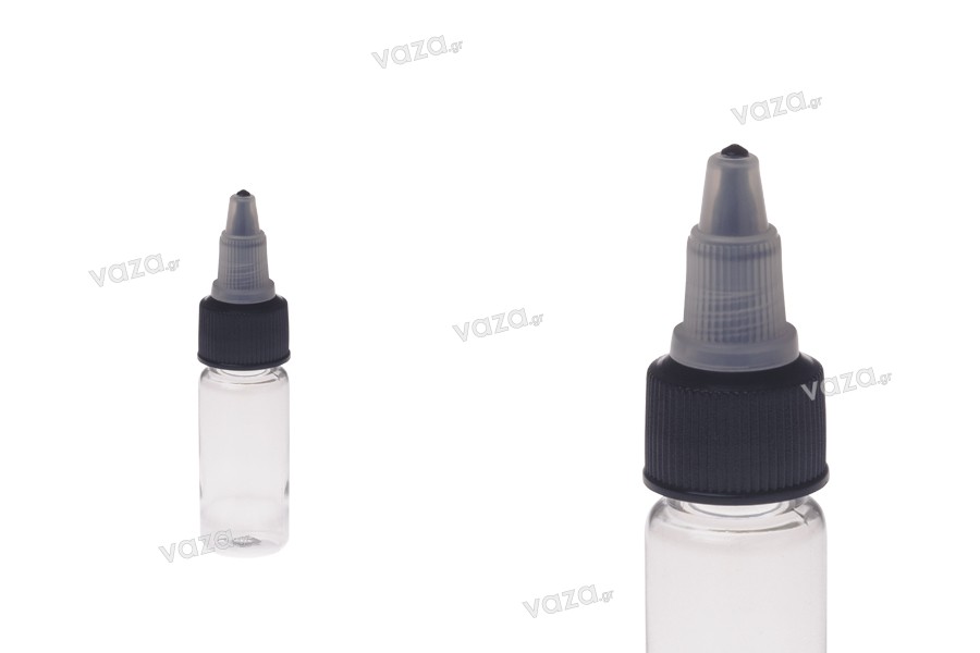 Bottiglietta in PET da 10 ml con tappo unicorn nero per sigarette elettroniche - 50 pz  