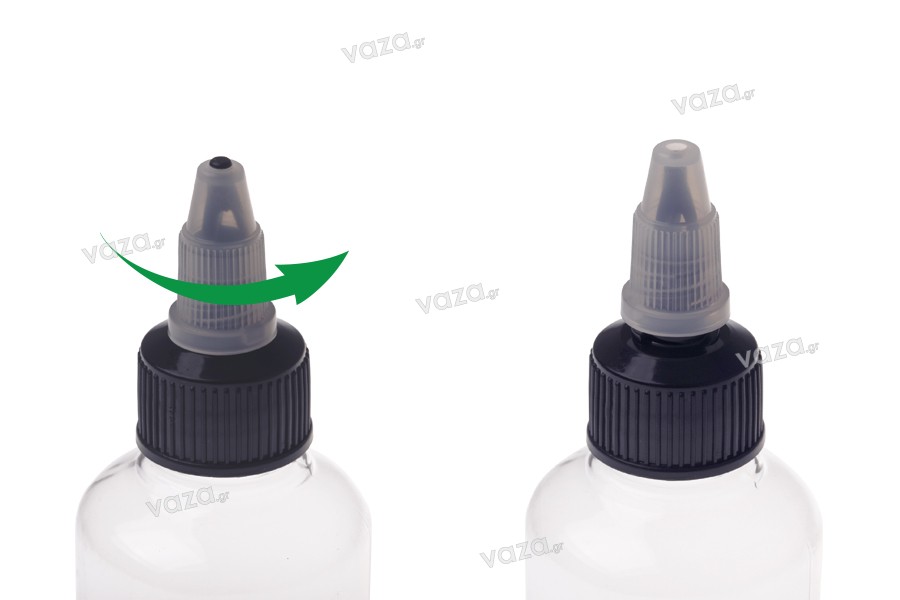 Bottiglietta in PET da 10 ml con tappo unicorn nero per sigarette elettroniche - 50 pz  