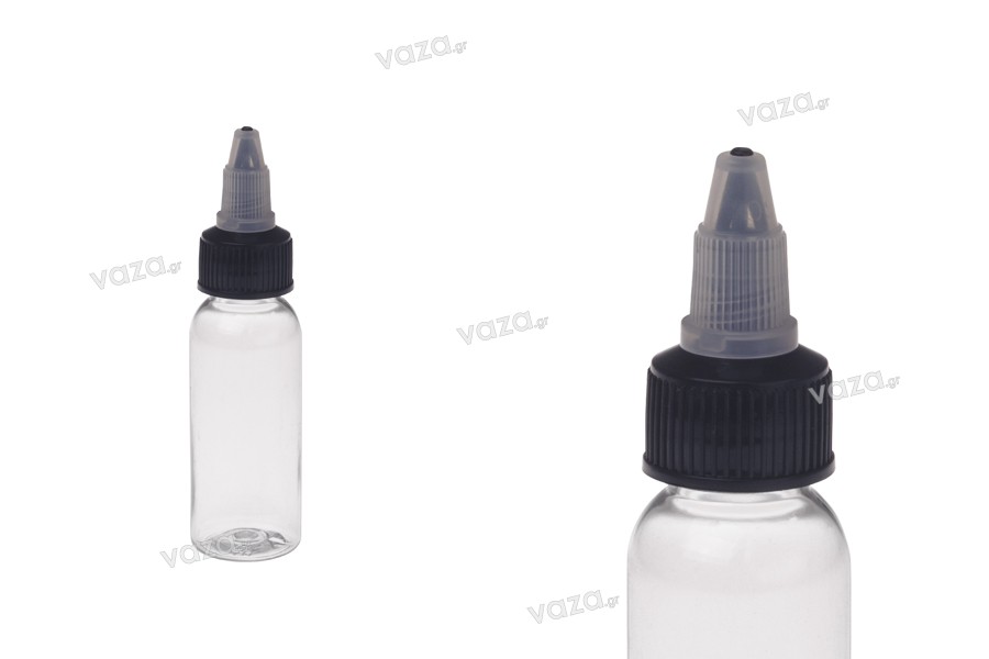 Bottiglietta in PET da 30 ml con tappo unicorn nero per sigarette elettroniche - 50 pz  