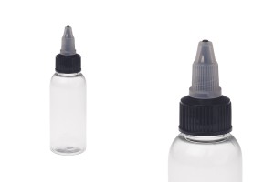 Bouteille PET de 50 ml avec bouchon unicorn noir pour cigarette électronique - 50 pcs-εικόνα_διαστάσεις