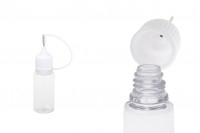 PET bottle 10 ml with white cap and needle for electronic cigarette - 50 pcs