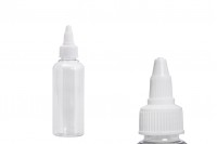 Bottiglietta in PET trasparente da 100 ml con tappo bianco twist up a forma di unicorno  - 50 pezzi
