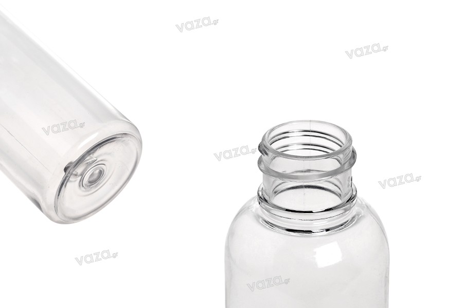 Bouteille transparente PET de 50 ml avec bouchon torsadé blanc unicorn pour cigarette électronique - 50 pcs