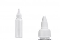 PET bottle 60 ml transparent with white twist up unicorn cap for electronic cigarette - 50 pcs