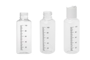 Flasche 100 ml aus Kunststoff, transparent mit weißem disk top Deckel - 12 Stücke-3