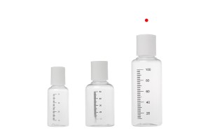 Flasche 100 ml aus Kunststoff, transparent mit weißem disk top Deckel - 12 Stücke-6
