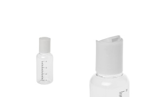 Bouteille en plastique transparente de 35 ml avec graduation et bouchon disk top blanc - 24 pcs-2