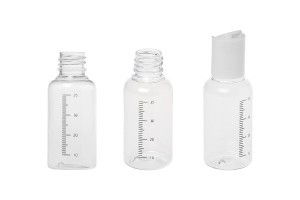 Bouteille en plastique transparente de 35 ml avec graduation et bouchon disk top blanc - 24 pcs-3