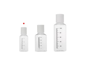 Bouteille en plastique transparente de 35 ml avec graduation et bouchon disk top blanc - 24 pcs-6