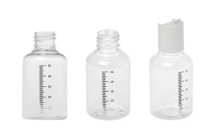 Bouteille en plastique transparente de 50 ml avec graduation et bouchon disk top blanc - 24 pcs-3