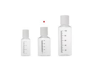 Bouteille en plastique transparente de 50 ml avec graduation et bouchon disk top blanc - 24 pcs-6