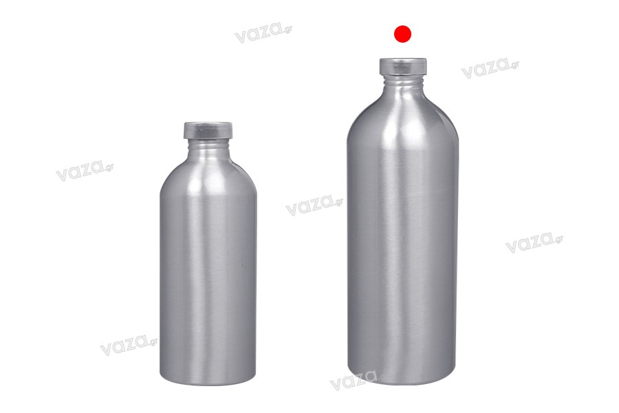 Φιάλη αλουμινίου 1000 ml για αποθήκευση essence, αρωμάτων και αλκοολούχων διαλυμάτων με βιδωτή τάπα και κάλυμμα αλουμινίου