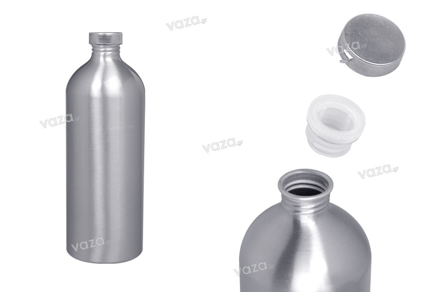1000 ml aluminum bottle for storing essences, perfumes and alcoholic solutions with screw cap and aluminum cover
