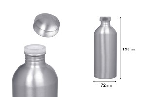 Flacon en aluminium de 500 ml pour le stockage des essences, parfums et solutions alcoolisées avec bouchon à vis et couvercle en aluminium-εικόνα_διαστάσεις