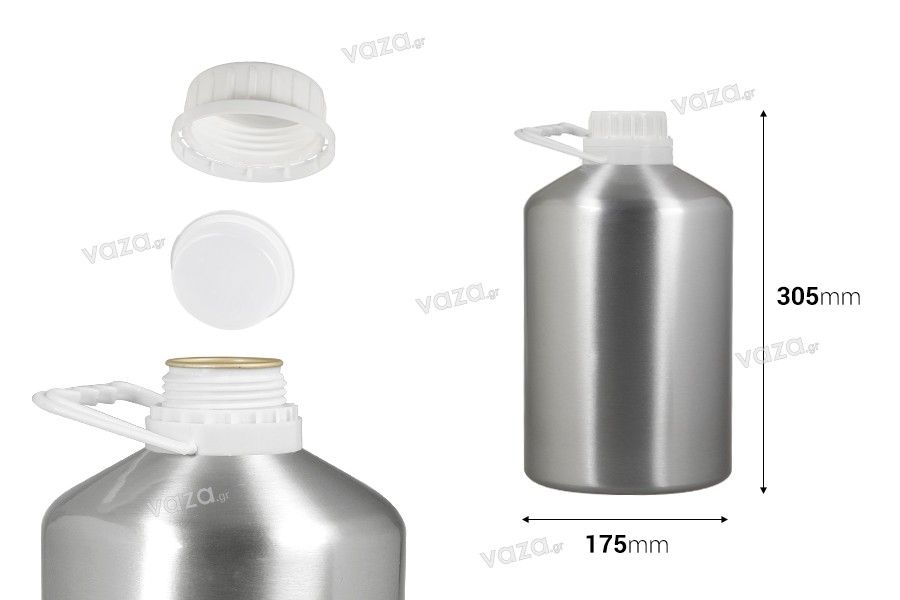 Aluminum bottle 5000 ml for storing essence, perfumes and alcoholic solutions with tamper-evident cap