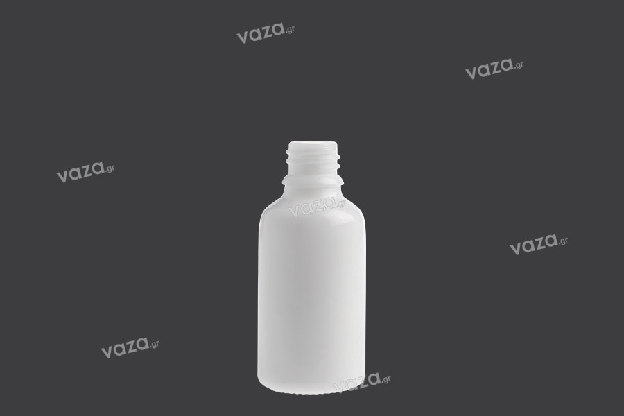 Γυάλινο μπουκαλάκι για αιθέρια έλαια 30 ml λευκό με στόμιο PP18