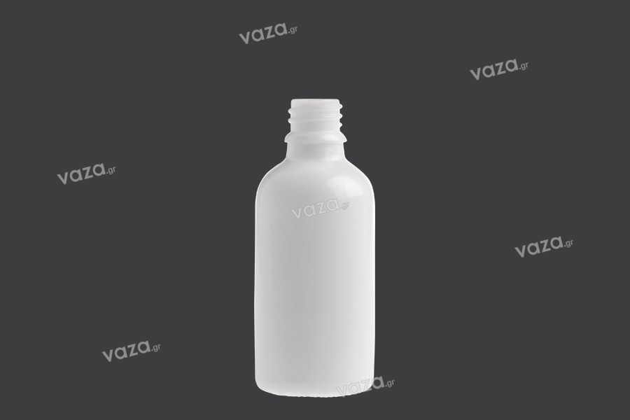 Γυάλινο μπουκαλάκι για αιθέρια έλαια 50 ml λευκό με στόμιο PP18