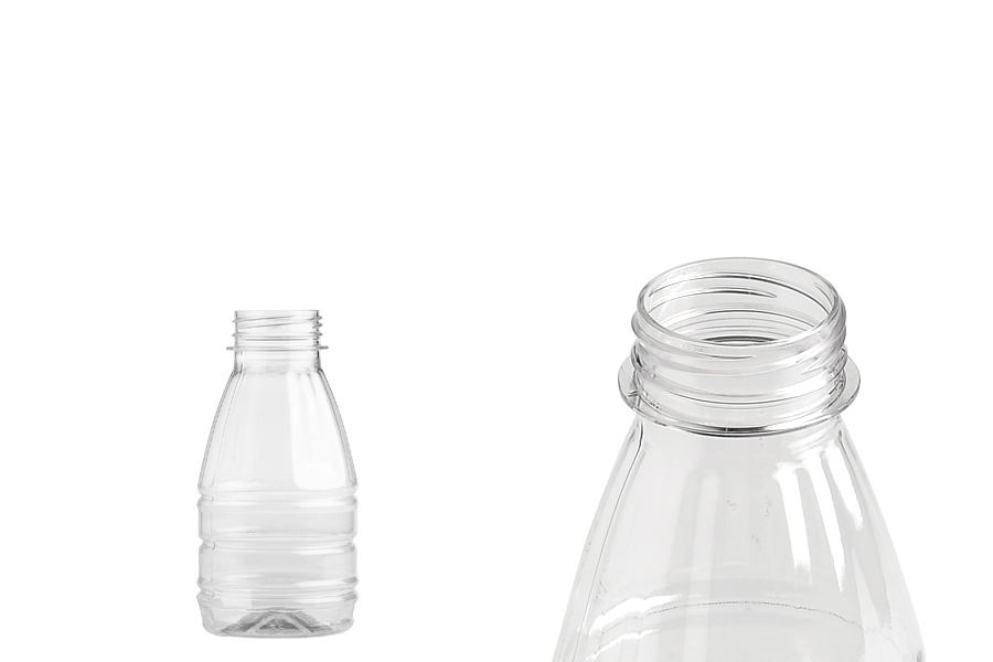 PET Lot de 4 bouteilles en plastique transparent avec couvercle réutilisables et rechargeables 300 ml 