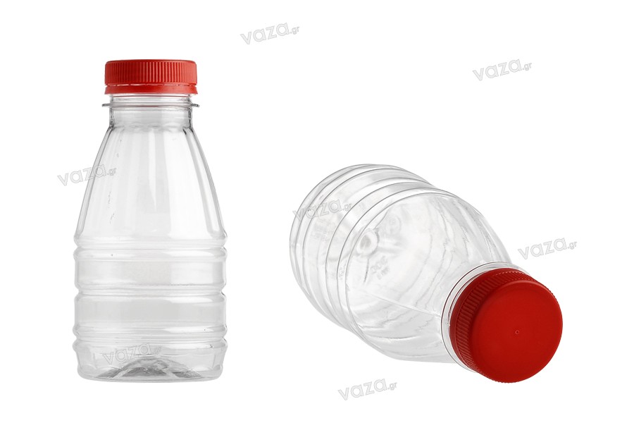 Bouteille en plastique (PET) de 300 ml transparente - lot de 65 pièces