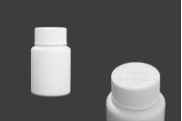 Bottiglietta di plastica da 50 ml per prodotti farmaceutici con tappo a sicurezza.