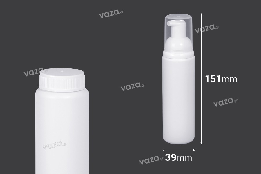 100ml plastic foam bottle with foamer pump in size 151x39 mm
