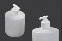 500 ml plastic bottle with 28/410 pump for cleaning products such as hand antiseptics or cream soap