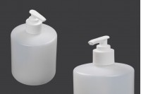 Sticlă de plastic de 500 ml cu pompă 28/410 pentru produse de curățare, cum ar fi antiseptice pentru mână sau săpun cremă