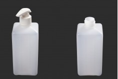 Sticlă de plastic pătrat de 500 ml cu pompă albă 28/410 pentru produse antiseptice, de curățare și îngrijire