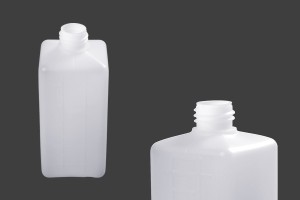 Bouteille translucide en plastique carrée de 500 ml (PP28)-1