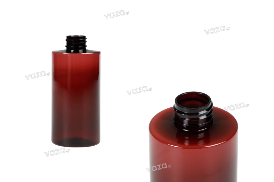 Μπουκάλι PET 300 ml κυλινδρικό σε καραμελέ χρώμα (28/410) - 10 τμχ