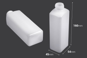 Μπουκάλι πλαστικό τετράγωνο 300ml ημιδιάφανο με στόμιο 28/410-εικόνα_διαστάσεις