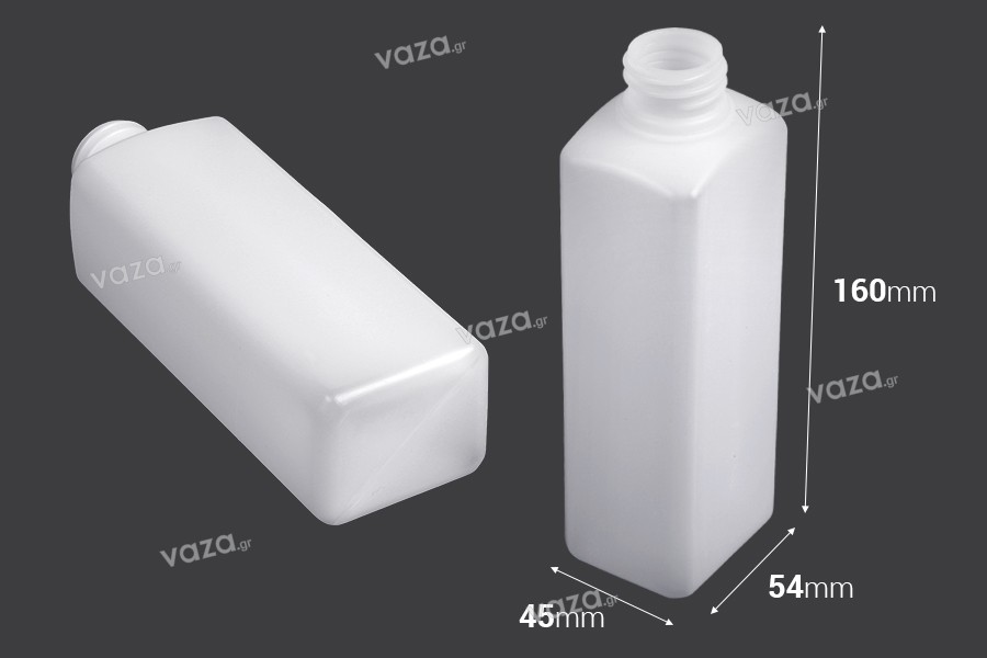Bottiglia di plastica semi-trasparente 300ml quadrata 28/410