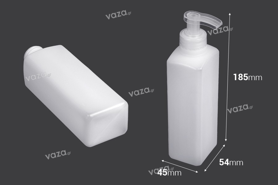 Bottiglia di plastica semi-trasparente 300ml quadrata 28/400